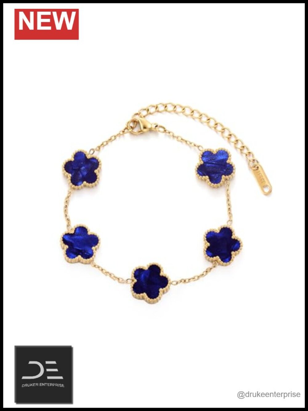 Four Leaf Clover Link Bracelet 18K Gold Plated Stainless Steel Lucky Gift for